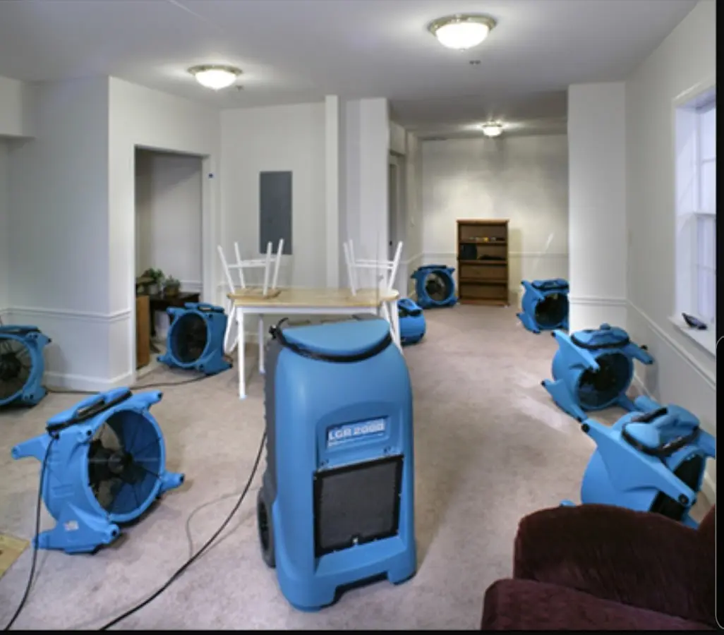 Air movers and dehumidifier setup for Water Damage Restoration in Levelland